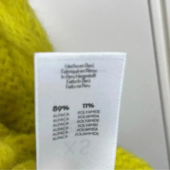 Mother The Wide Sleeve Jumper Crop Highlighter Yellow Cable-Knit Sweater XS - Picture 8 of 12